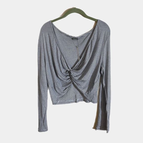 ASOS Womens Croped Top Sz 12 Striped Long Sleeve NWT - Picture 1 of 7